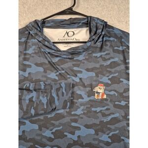 Anderson Ord Long Sleeve Hoodie Men's Size Large Blue Camo Logo Golf Camel